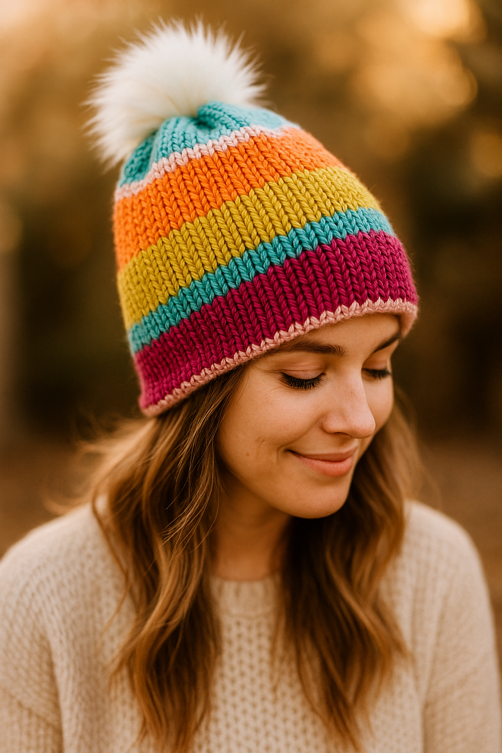 Striped winter beanie