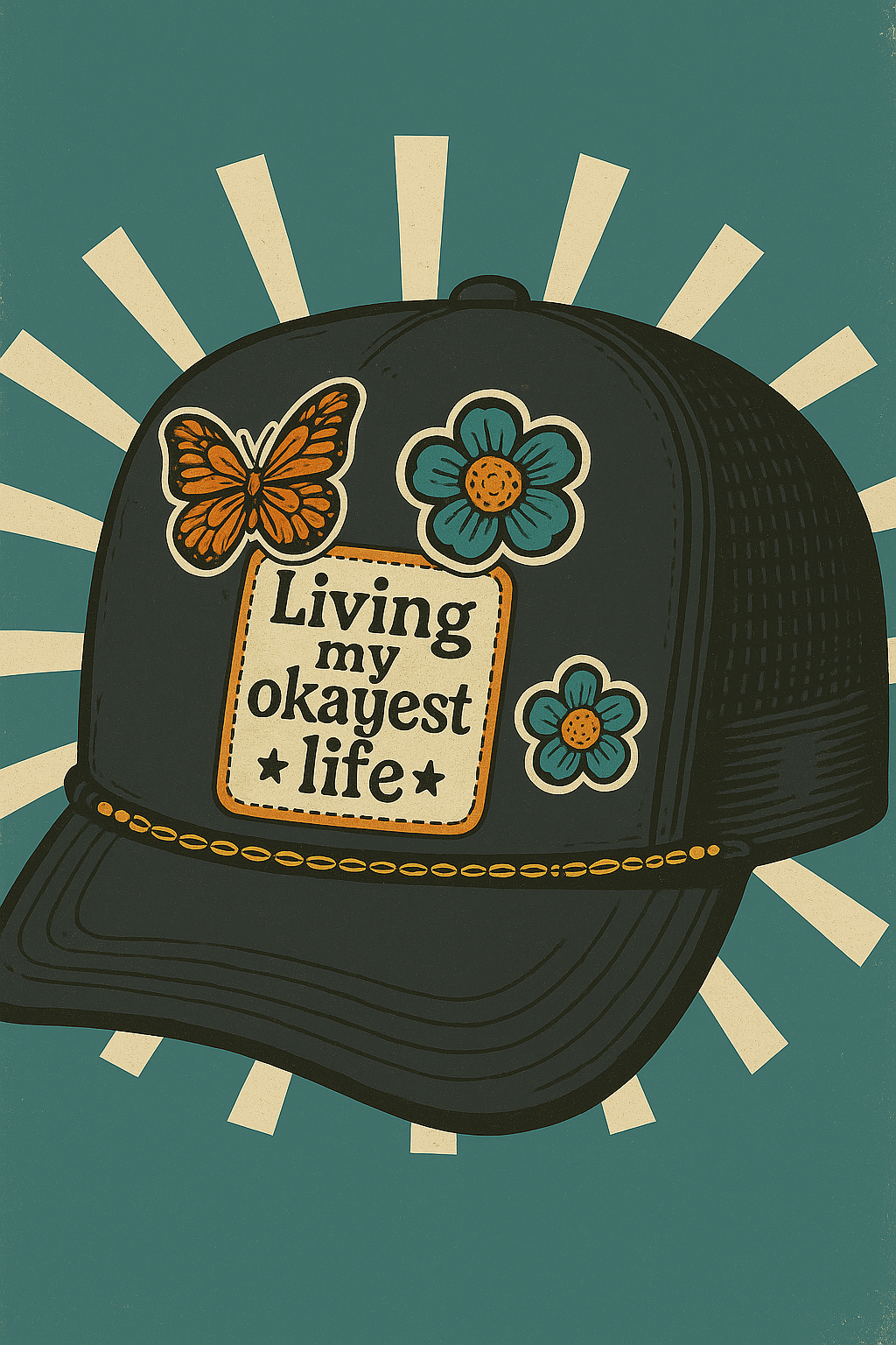Living My Okayest Life Trucker Hat-Beige isn't boring