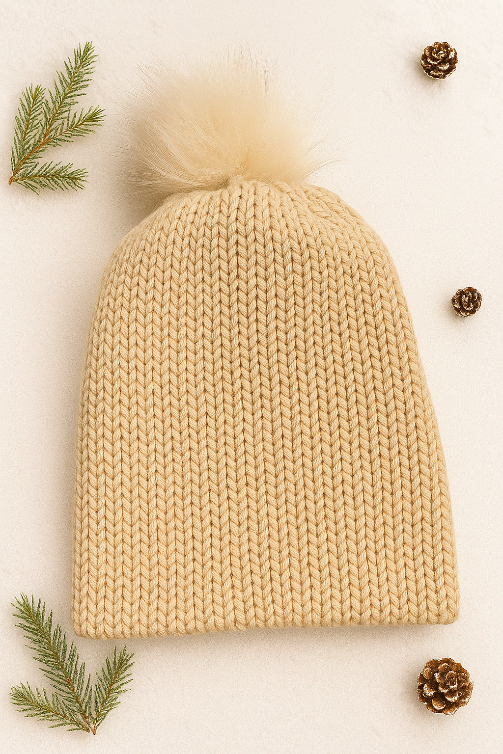 Neutral beige beanie