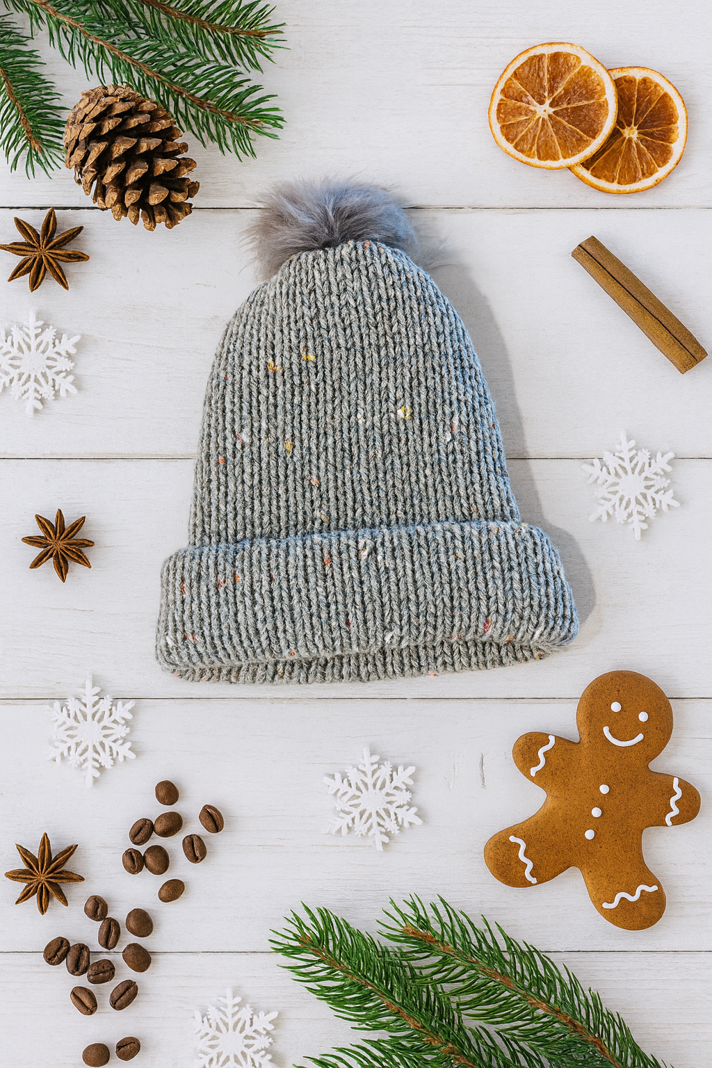 Light grey knit beanie