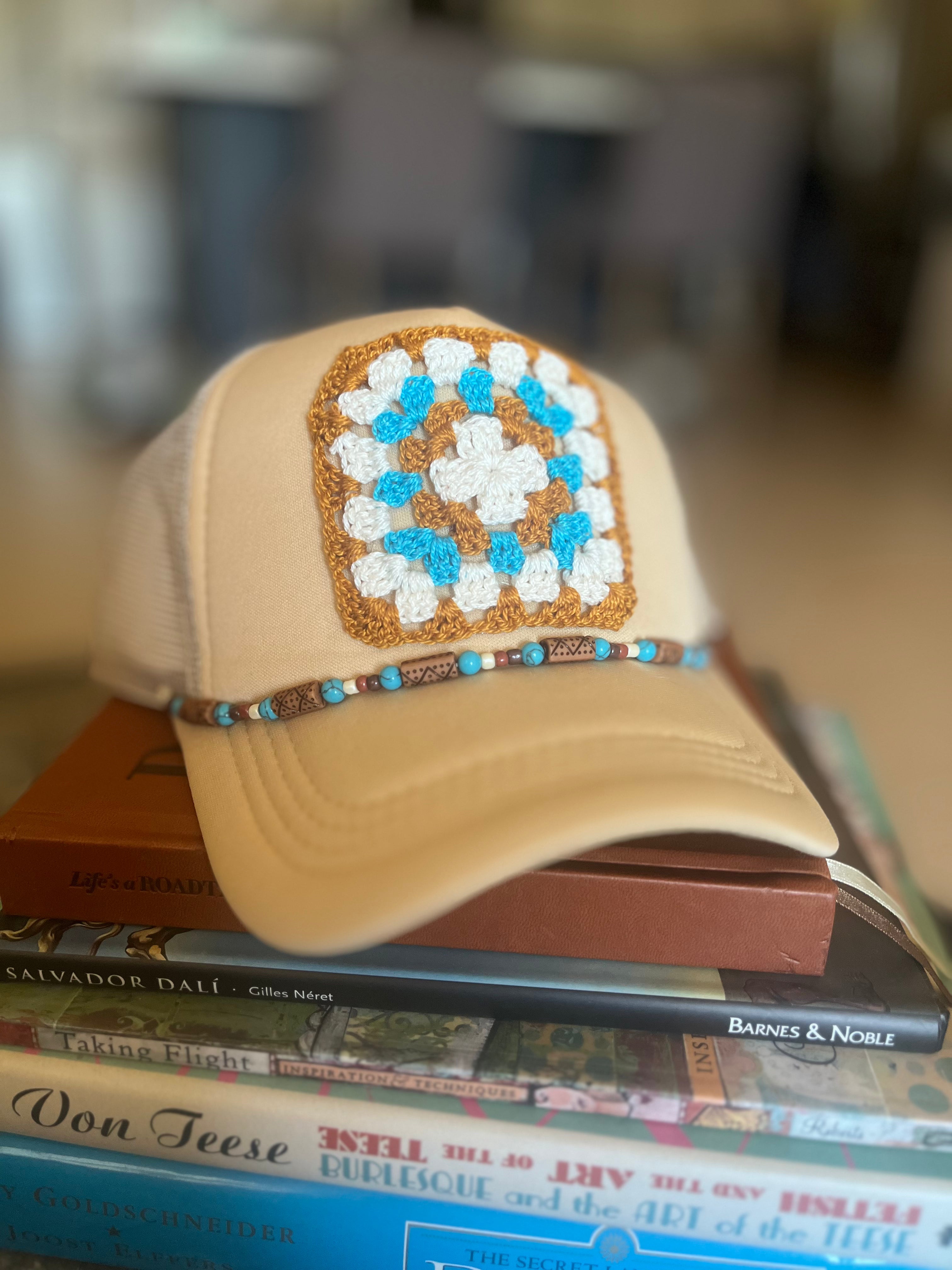 Granny Square Trucker Hat-Sandy Shore