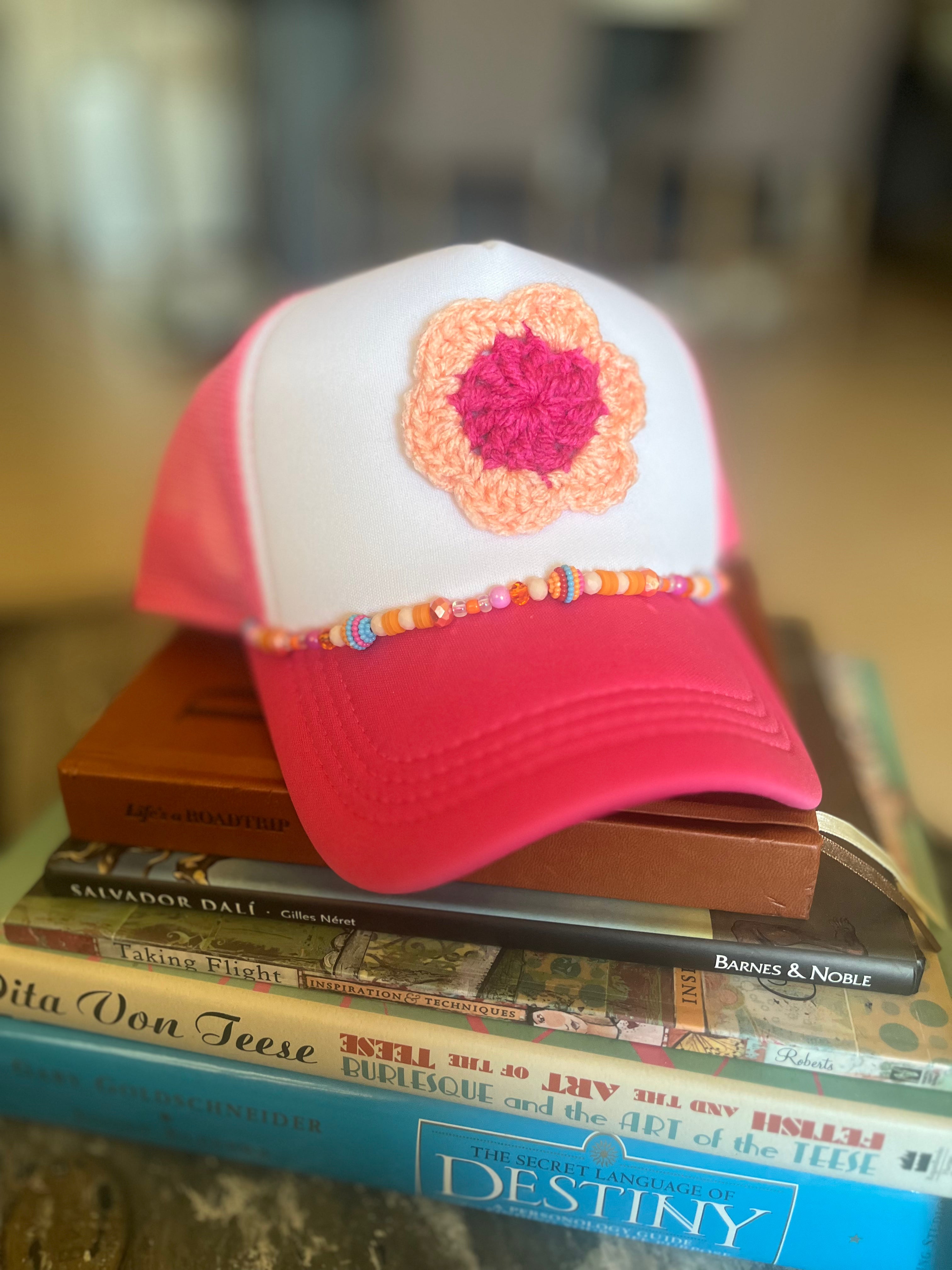 Granny Square Trucker Hat-Tropical Punch
