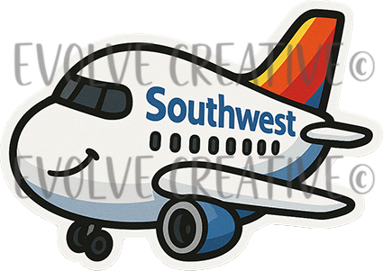 Southwest Chubby Little Airplane Stickers QTY 10 (Copy)